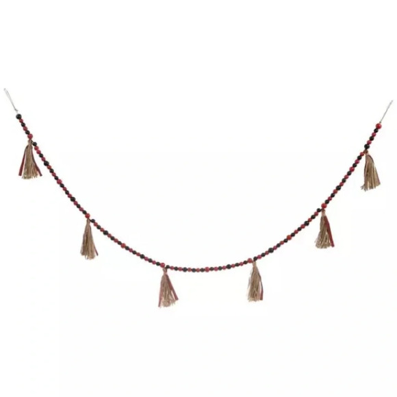 Red & Black Buffalo Check Beaded Tassel Garland - Picture 2 of 5